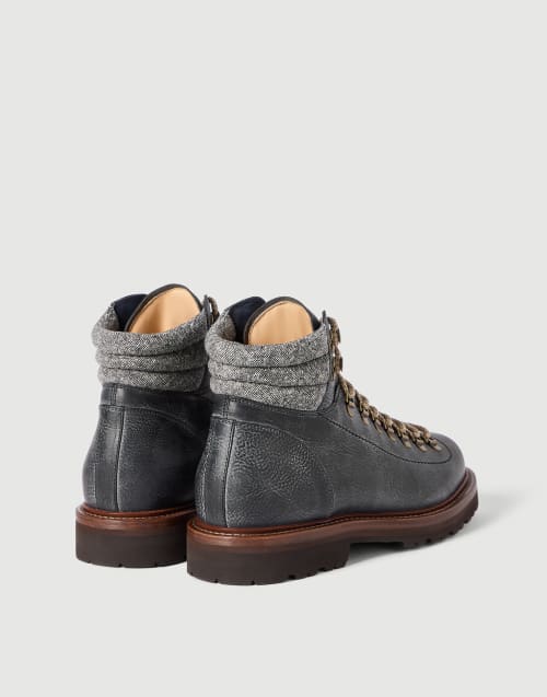 Calfskin Mountain Boot for Man in Grey | Brunello Cucinelli