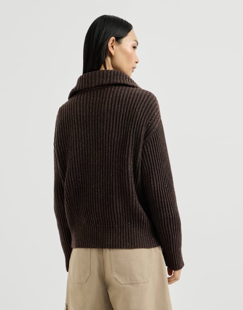 Sparkling & Dazzling cashmere cardigan for Woman in Coffee