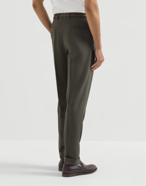 Virgin wool trousers for Man in Forest | Brunello Cucinelli