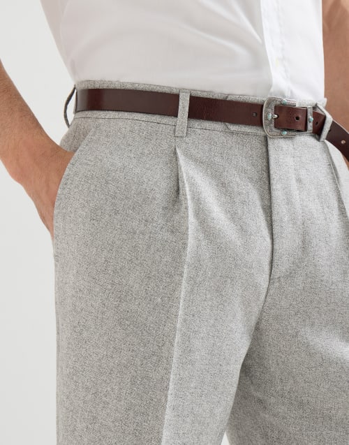 Silk and cashmere tweed trousers Light Grey Man - Brunello Cucinelli