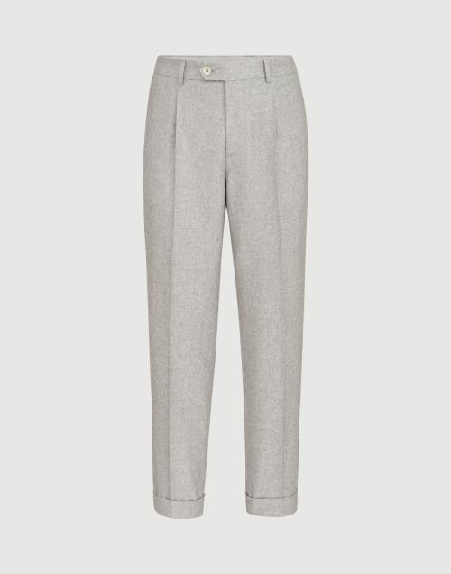 Silk and cashmere tweed trousers Light Grey Man - Brunello Cucinelli