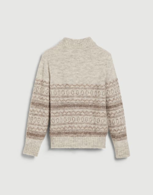 Nordic Jacquard cardigan for Boys in Fog | Brunello Cucinelli