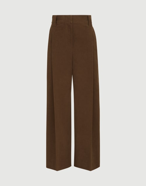 Loose sartorial trousers for Woman in Brown | Brunello Cucinelli