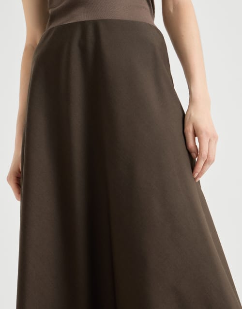 Twill Flute skirt for Woman in Brown | Brunello Cucinelli