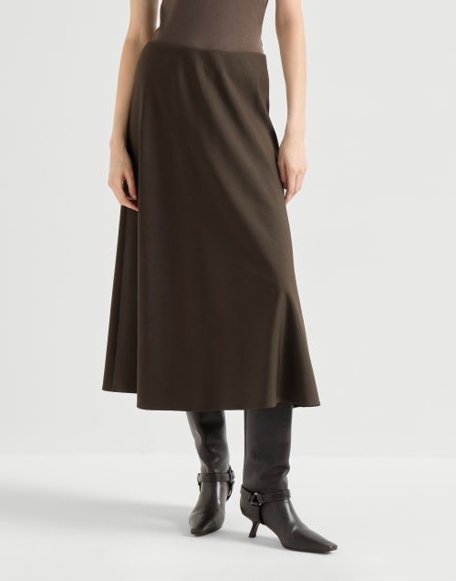 Twill Flute skirt for Woman in Brown | Brunello Cucinelli