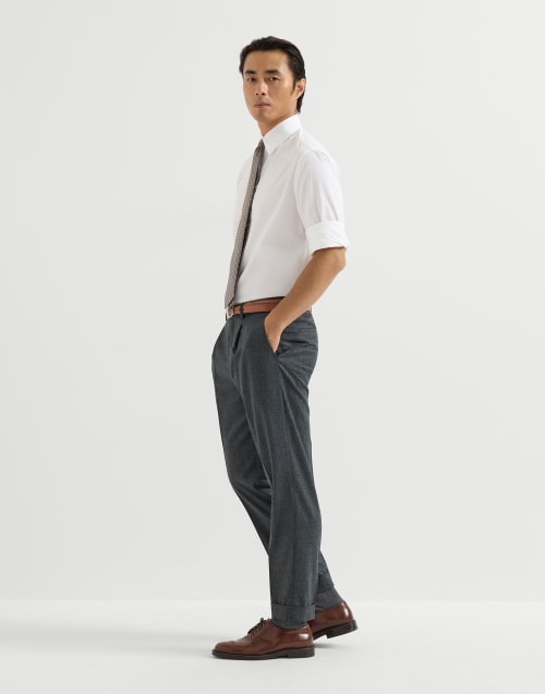 Brunello Cucinelli ウールパンツ ダークグレー 新品 Virgin wool flannel trousers for Man in Dark Grey | Brunello Cucinelli