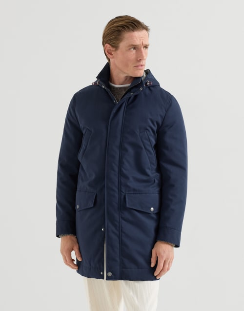 Microfiber parka with padding for Man in Navy Blue | Brunello