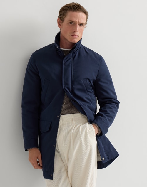 Microfiber parka with padding for Man in Navy Blue | Brunello