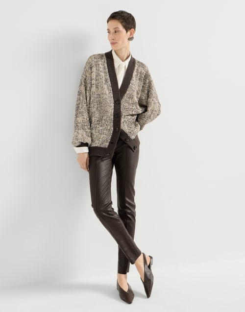 Stretch nappa leggings for Woman in Rust Brown | Brunello Cucinelli