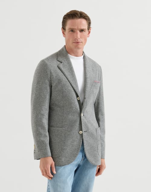 メンズ 向け グレー カシミヤジャージー ジャケット | Brunello Cucinelli
