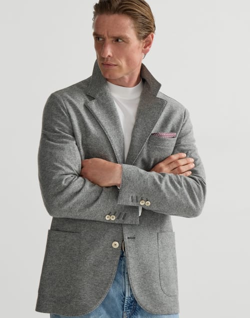 メンズ 向け グレー カシミヤジャージー ジャケット | Brunello Cucinelli