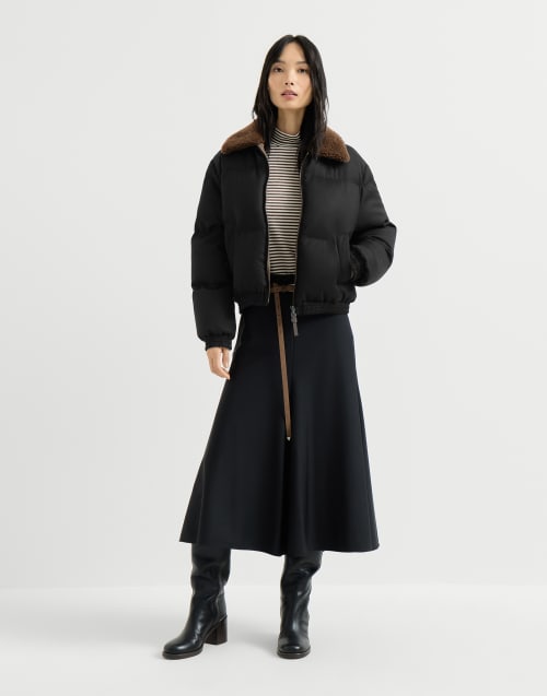 Down jacket with shearling collar Black Woman - Brunello Cucinelli