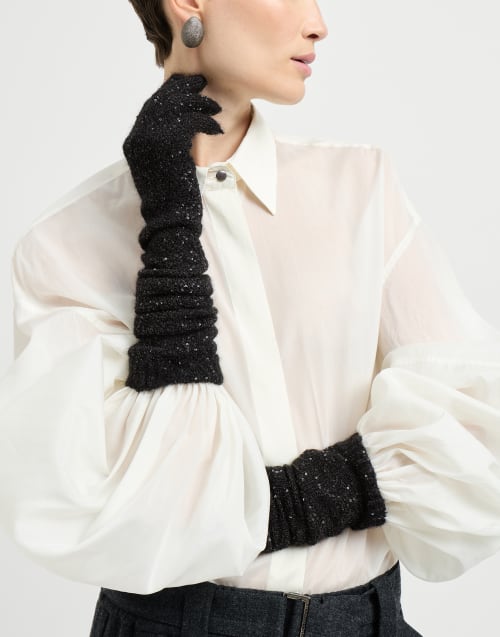 Mohair and wool dazzling texture gloves Black Woman - Brunello Cucinelli