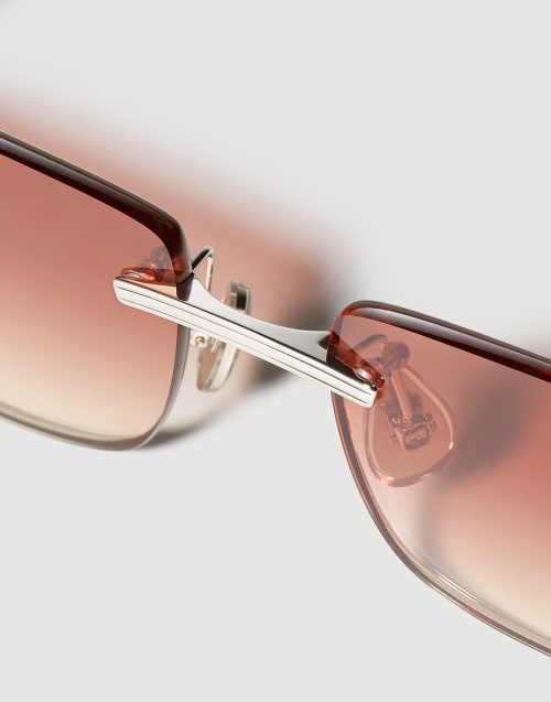 Goldplattierte Aperitif-Brille mit Horn Gold Brillen - Brunello Cucinelli