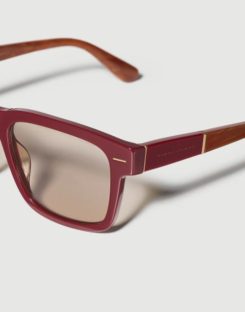 Square acetate aperitif frame in Bordeaux | Brunello Cucinelli