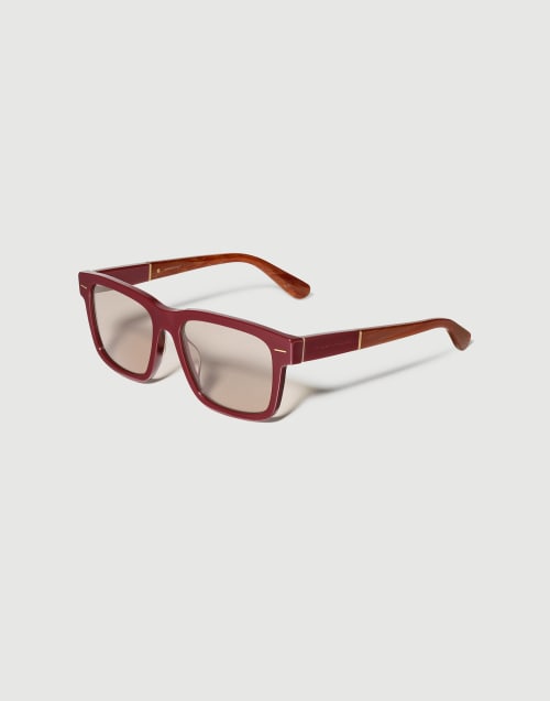 Square acetate aperitif frame in Bordeaux | Brunello Cucinelli