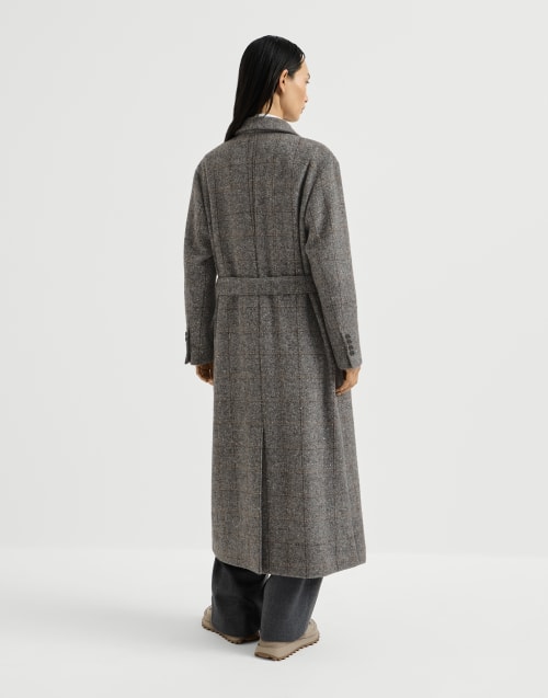 Check tweed coat for Woman in Dark Grey | Brunello Cucinelli