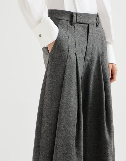 Flannel pleated barrel trousers Stone Grey Woman - Brunello Cucinelli