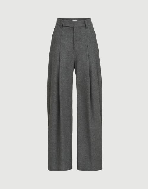Flannel pleated barrel trousers Stone Grey Woman - Brunello Cucinelli