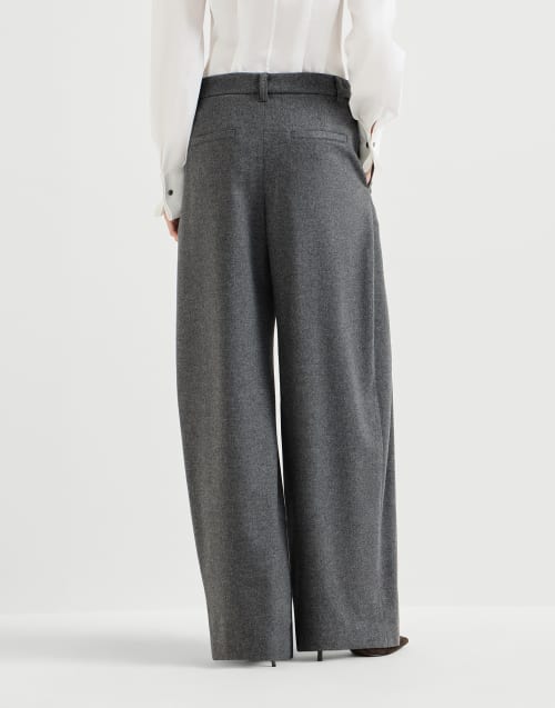 Flannel pleated barrel trousers Stone Grey Woman - Brunello Cucinelli