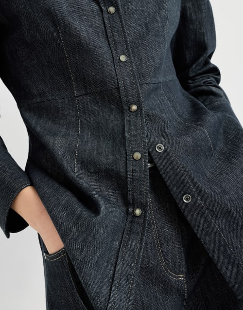Cotton denim-effect twill shirt Denim Woman - Brunello Cucinelli