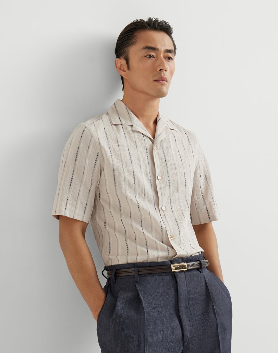 シアサッカー シャツ パナマ メンズ - Brunello Cucinelli