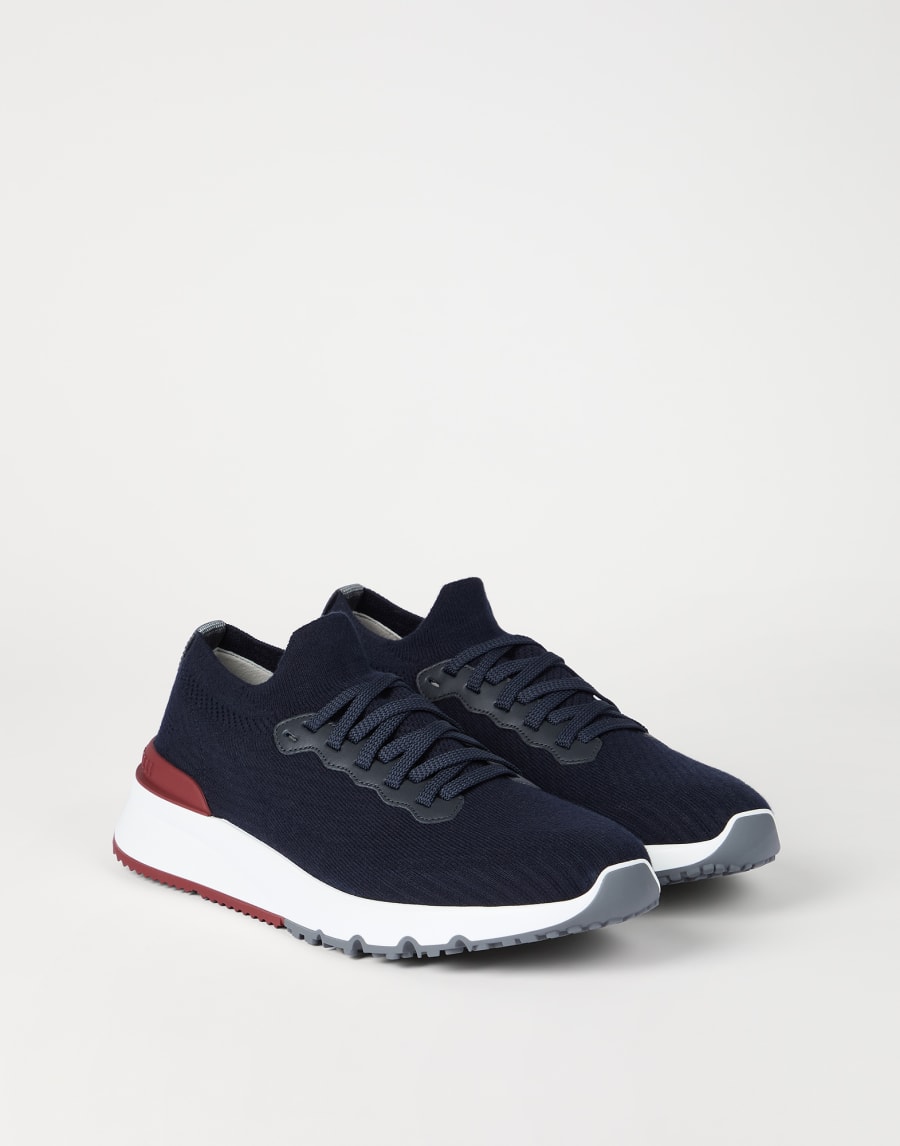 Cotton and calfskin runners Blue Man - Brunello Cucinelli