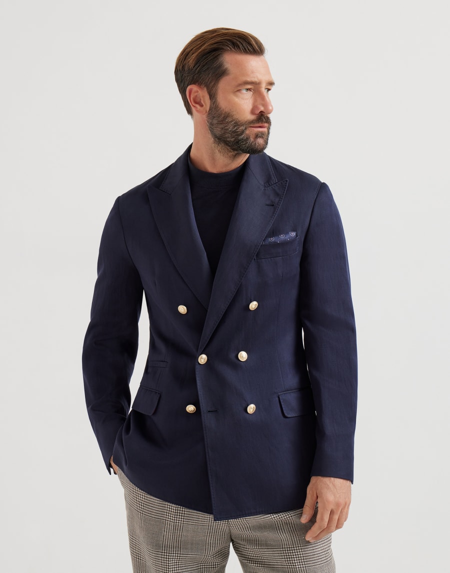 ツイル アンコンストラクテッドジャケット ネイビーブルー メンズ - Brunello Cucinelli