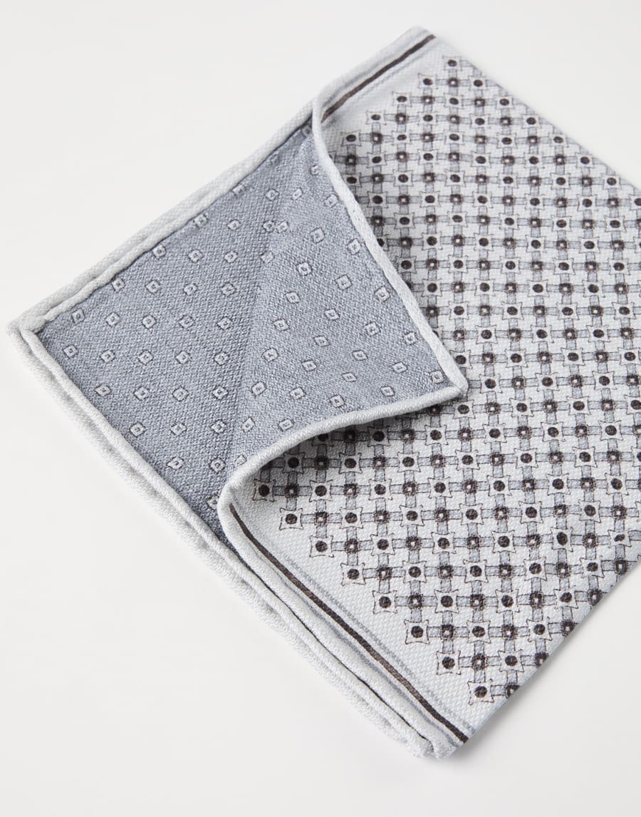 Pocket square with pattern Light Grey Man - Brunello Cucinelli