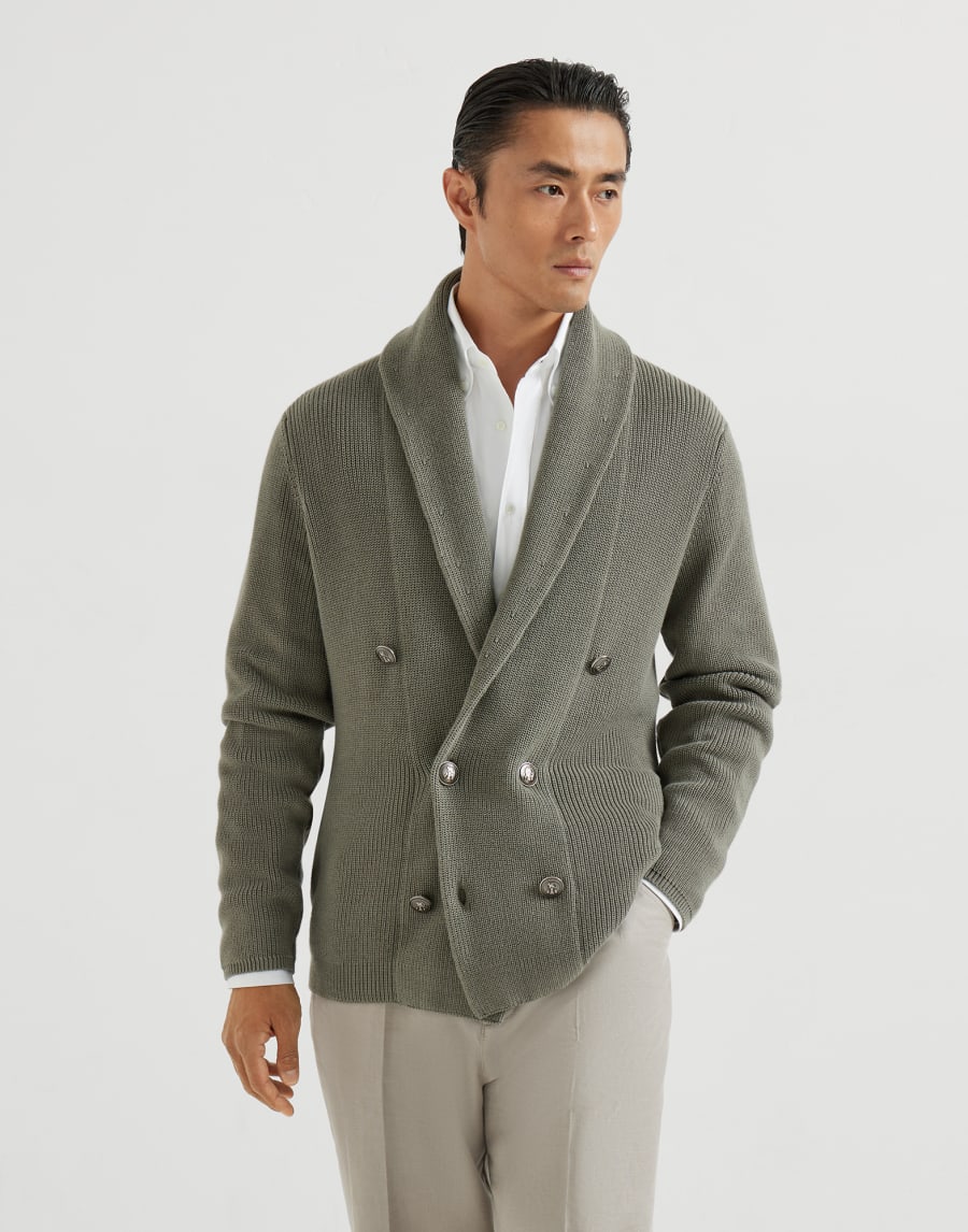 Cardigan mit Knöpfen aus Metall Kaki Herren - Brunello Cucinelli