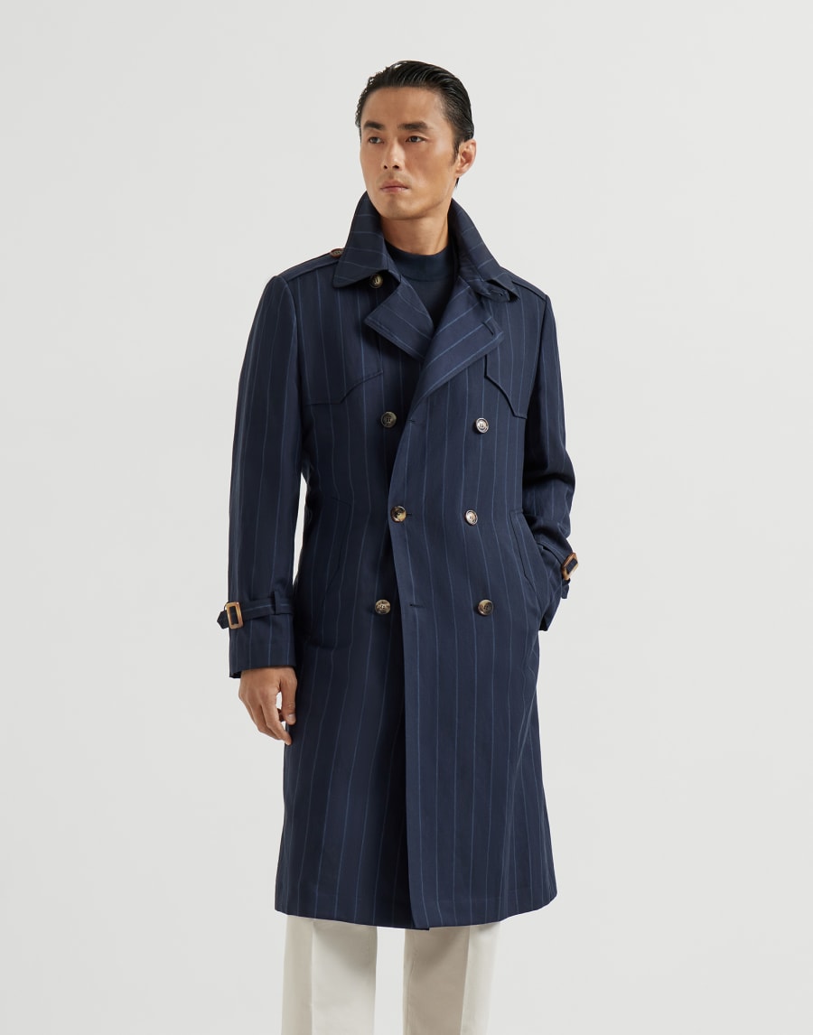 Gabardina con rayas diplomáticas Azul Hombre - Brunello Cucinelli