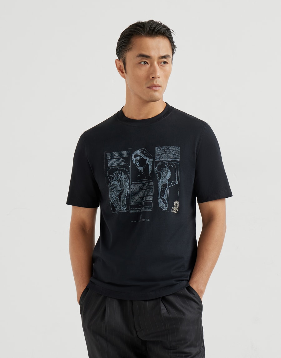 ジャージー Tシャツ ブラック メンズ - Brunello Cucinelli