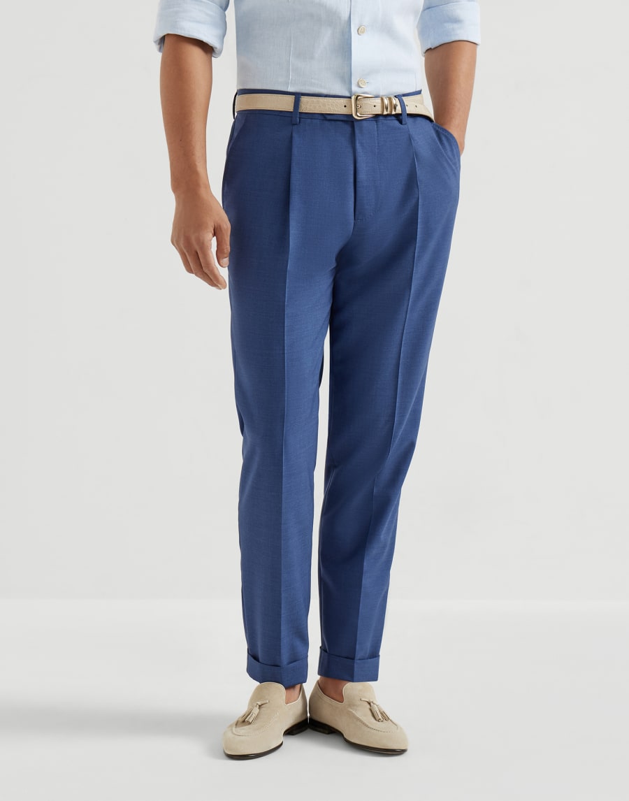 Pantalone con pince Blu Royale Uomo - Brunello Cucinelli
