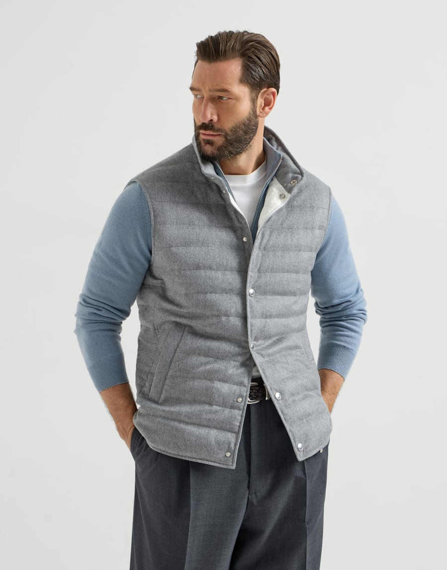 Cashmere flannel down jacket Grey Man - Brunello Cucinelli