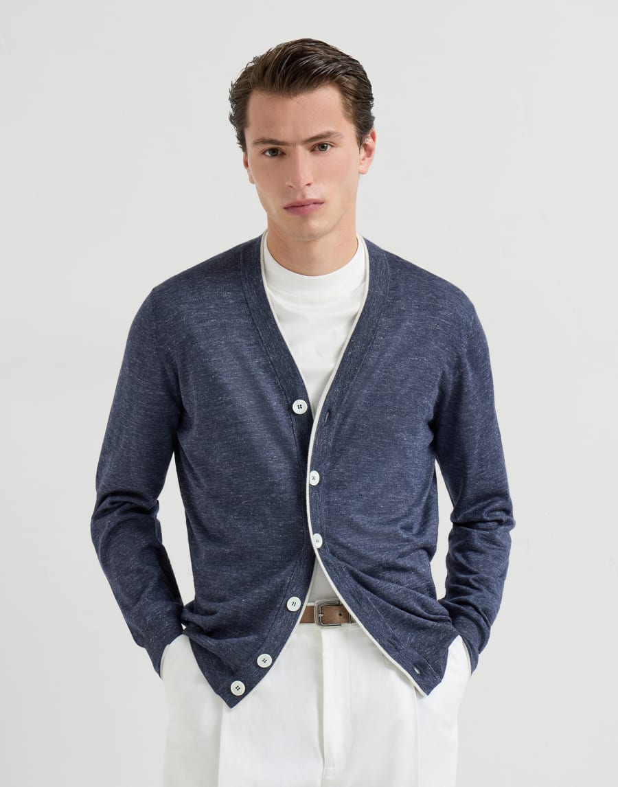 Lightweight cardigan Avio Blue Man - Brunello Cucinelli