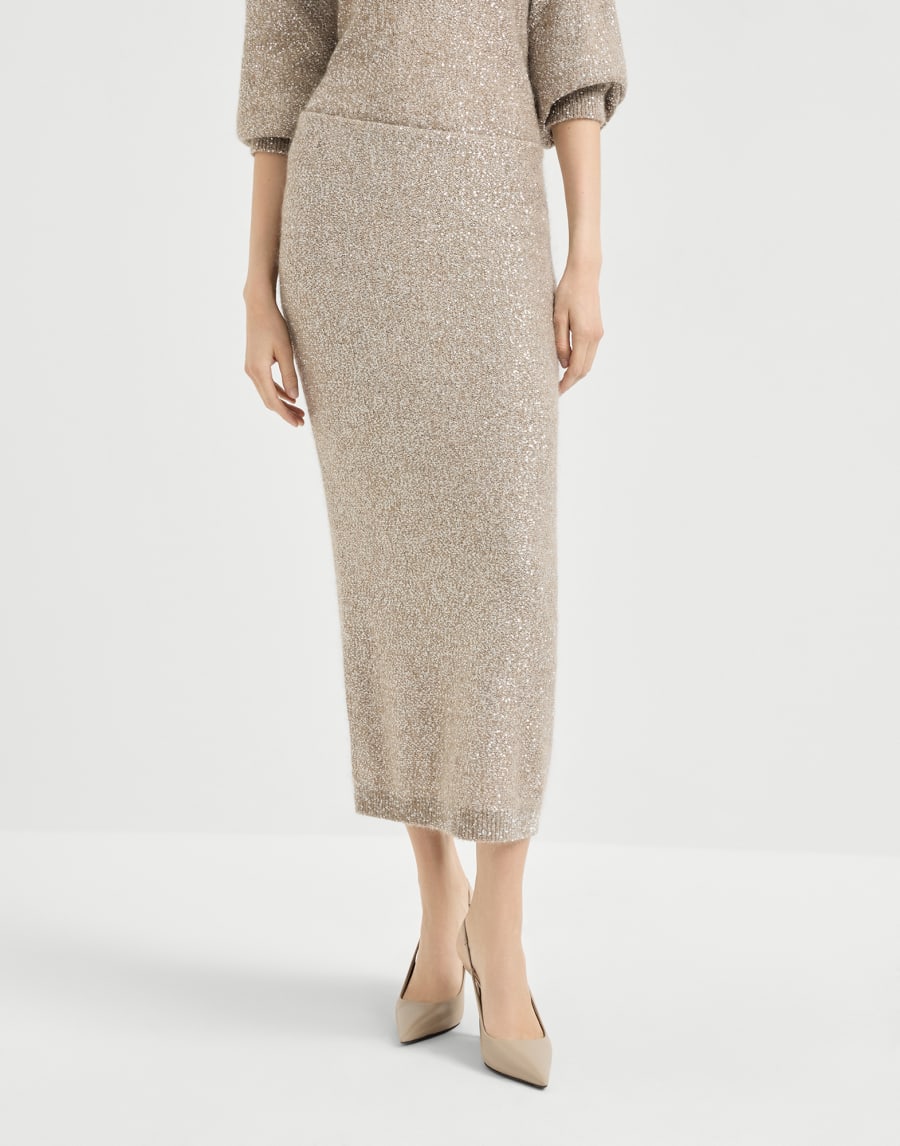 Dazzling texture skirt Beige Woman - Brunello Cucinelli