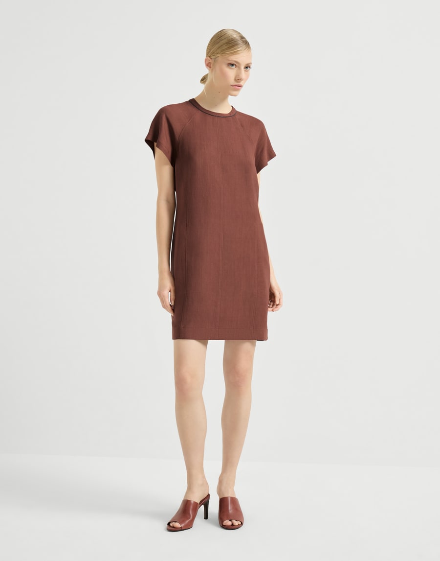 Vestido Camiseta en sarga Fluid Rojo Ladrillo Mujer - Brunello Cucinelli