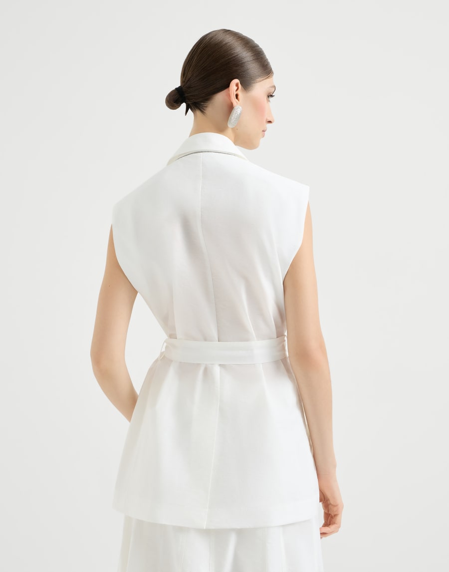Poplin belted vest White Woman - Brunello Cucinelli