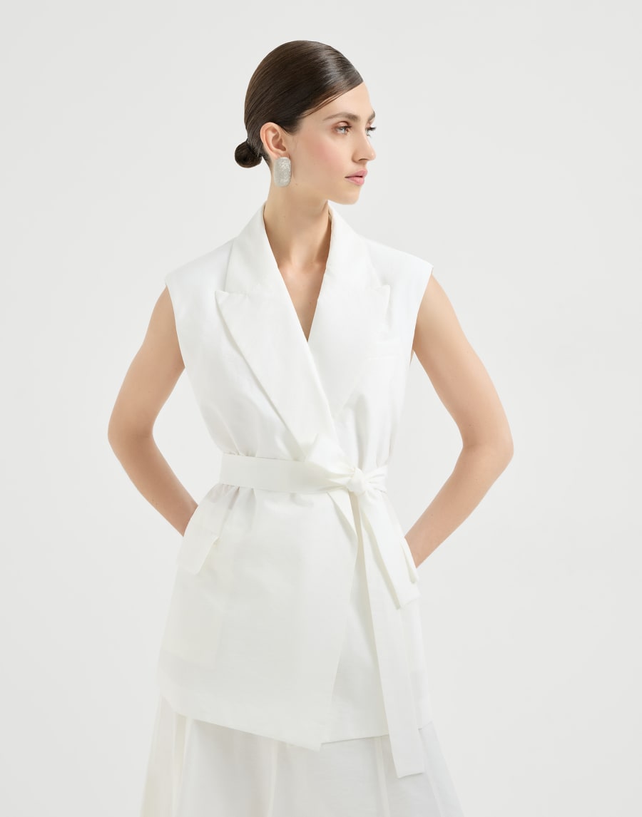 Poplin belted vest White Woman - Brunello Cucinelli