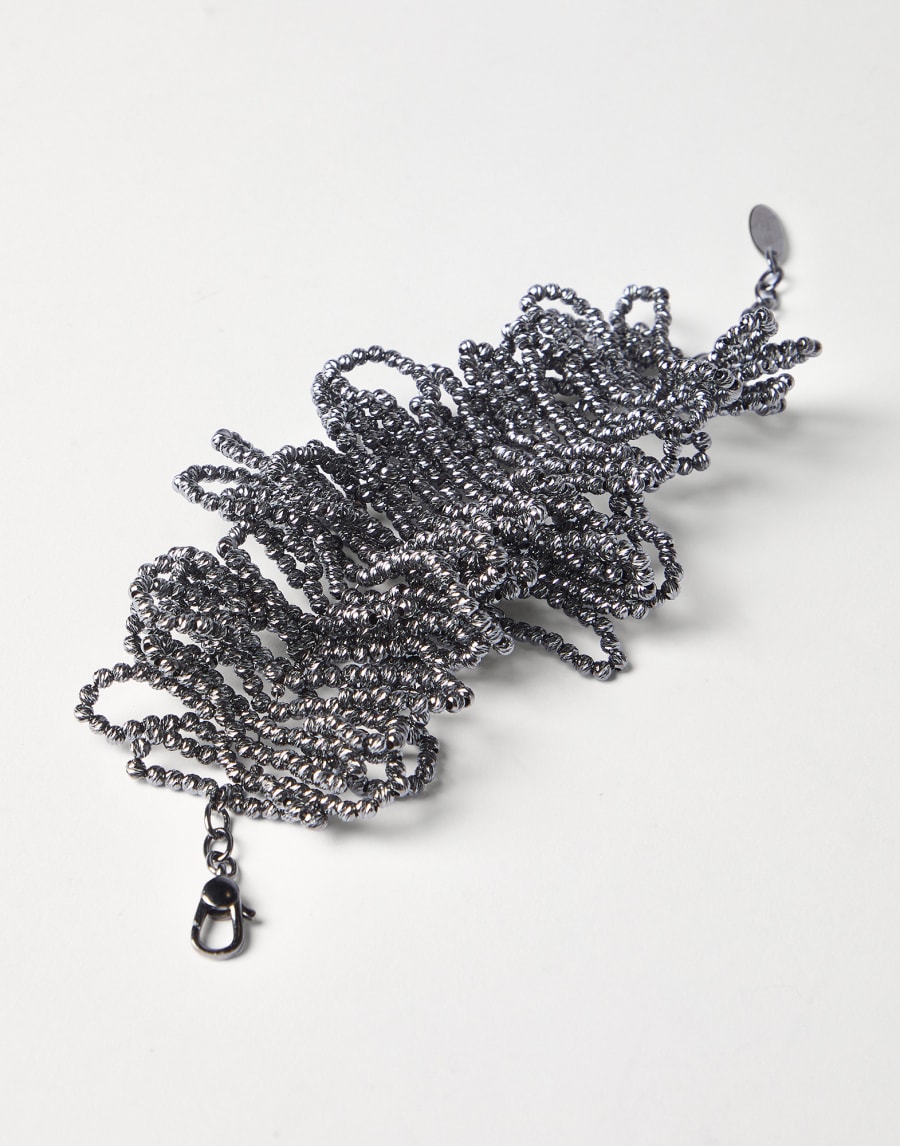 Pulsera de Hematita y Plata Esterlina Gris Lignito Mujer - Brunello Cucinelli