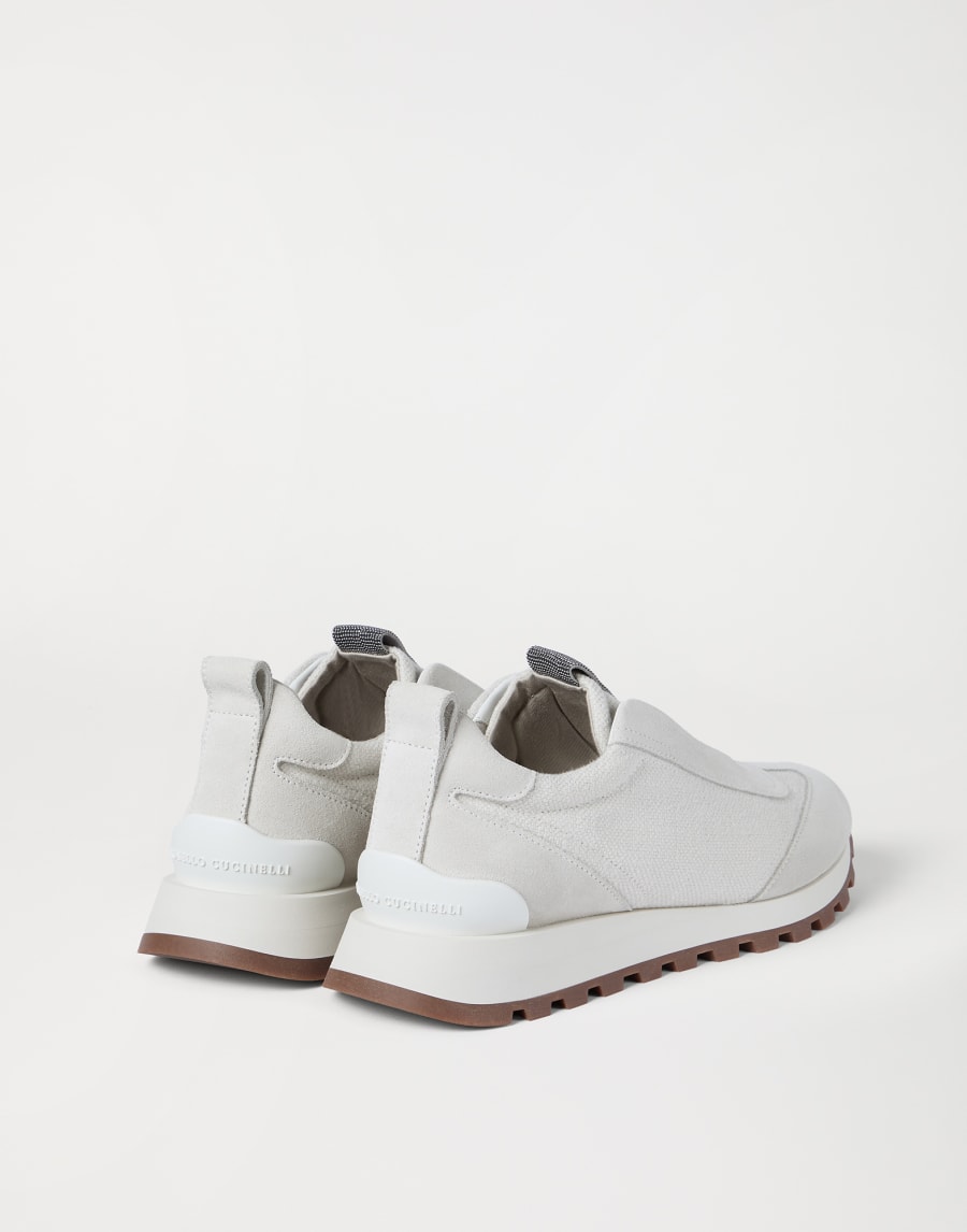 Chaussures de running en toile et daim Blanc Femme - Brunello Cucinelli