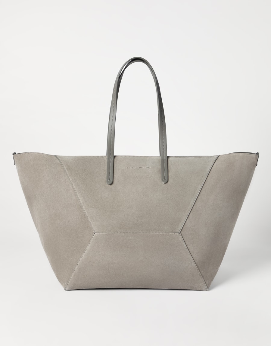 Bolso BC Duo grande en piel de ante Khaki Mujer - Brunello Cucinelli