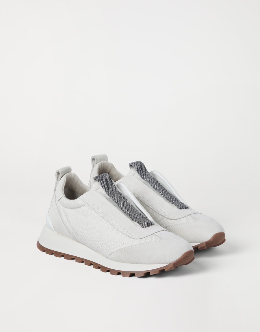Chaussures de running en toile et daim Blanc Femme - Brunello Cucinelli