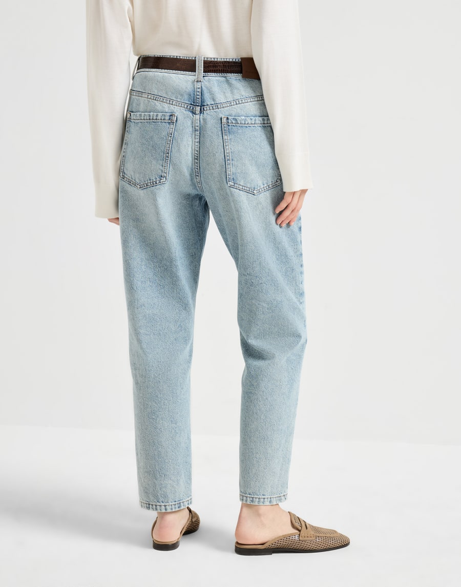 Pantalón Baggy Tapered Denim Claro Mujer - Brunello Cucinelli