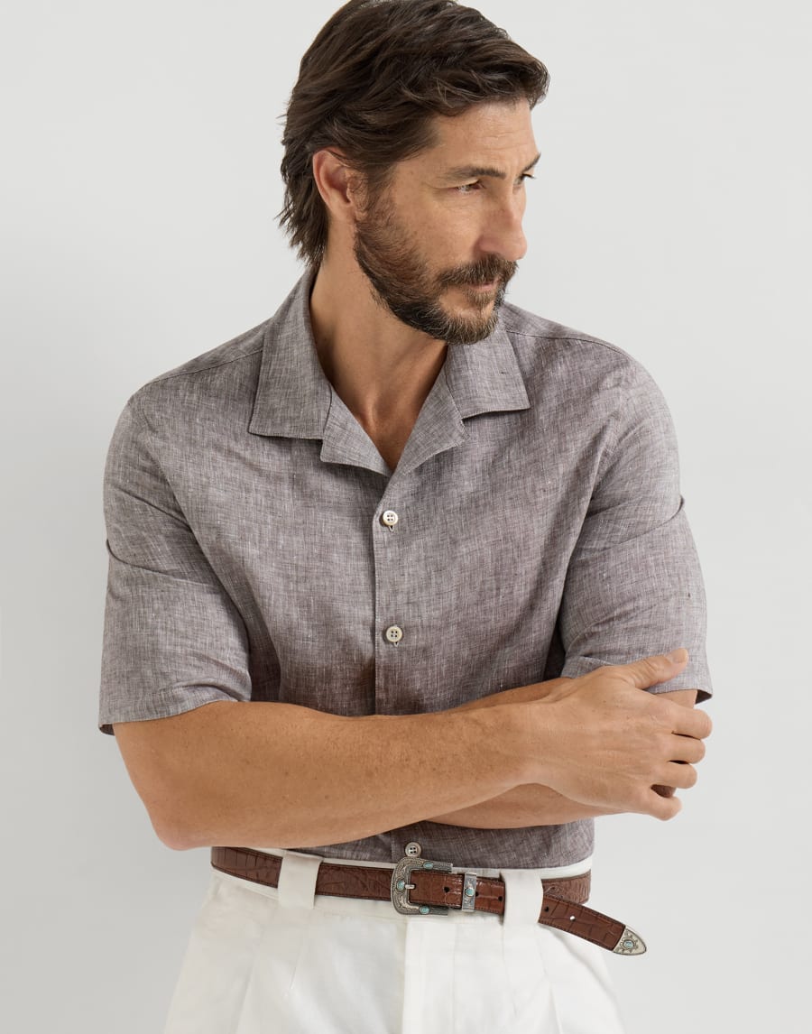 Short sleeve shirt Brown Man - Brunello Cucinelli