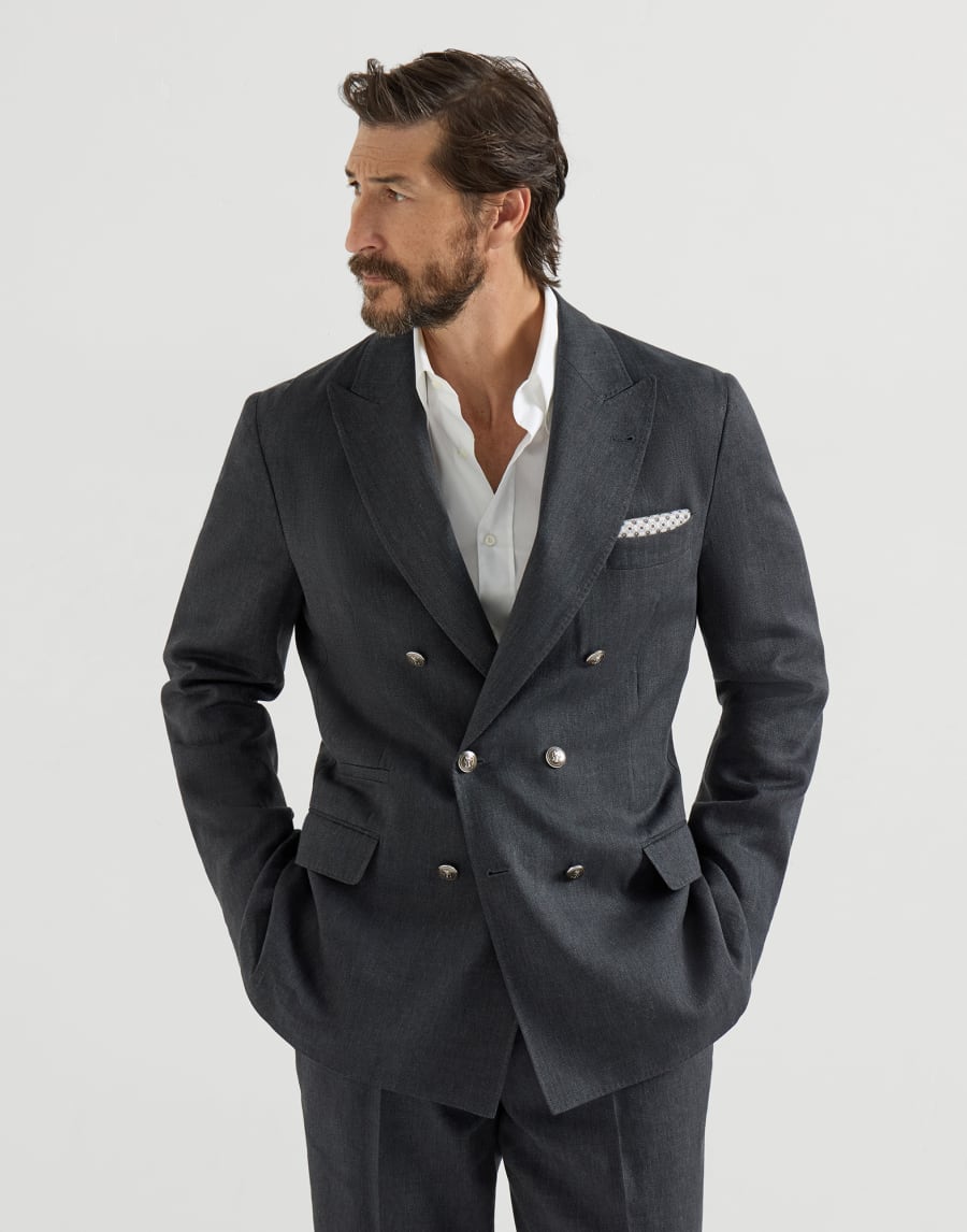 ヘリンボーン アンコンジャケット アントラサイト メンズ - Brunello Cucinelli