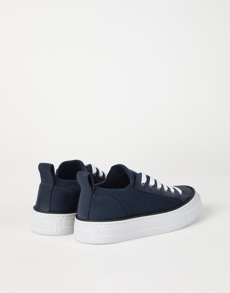 Cotton knit sneakers Blue Woman - Brunello Cucinelli