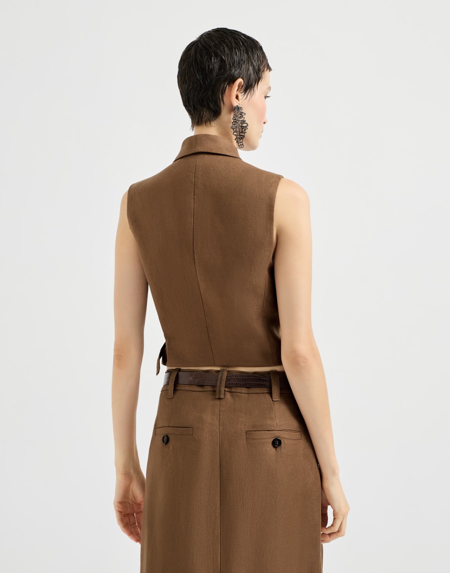Linen diagonal vest Mou Woman - Brunello Cucinelli