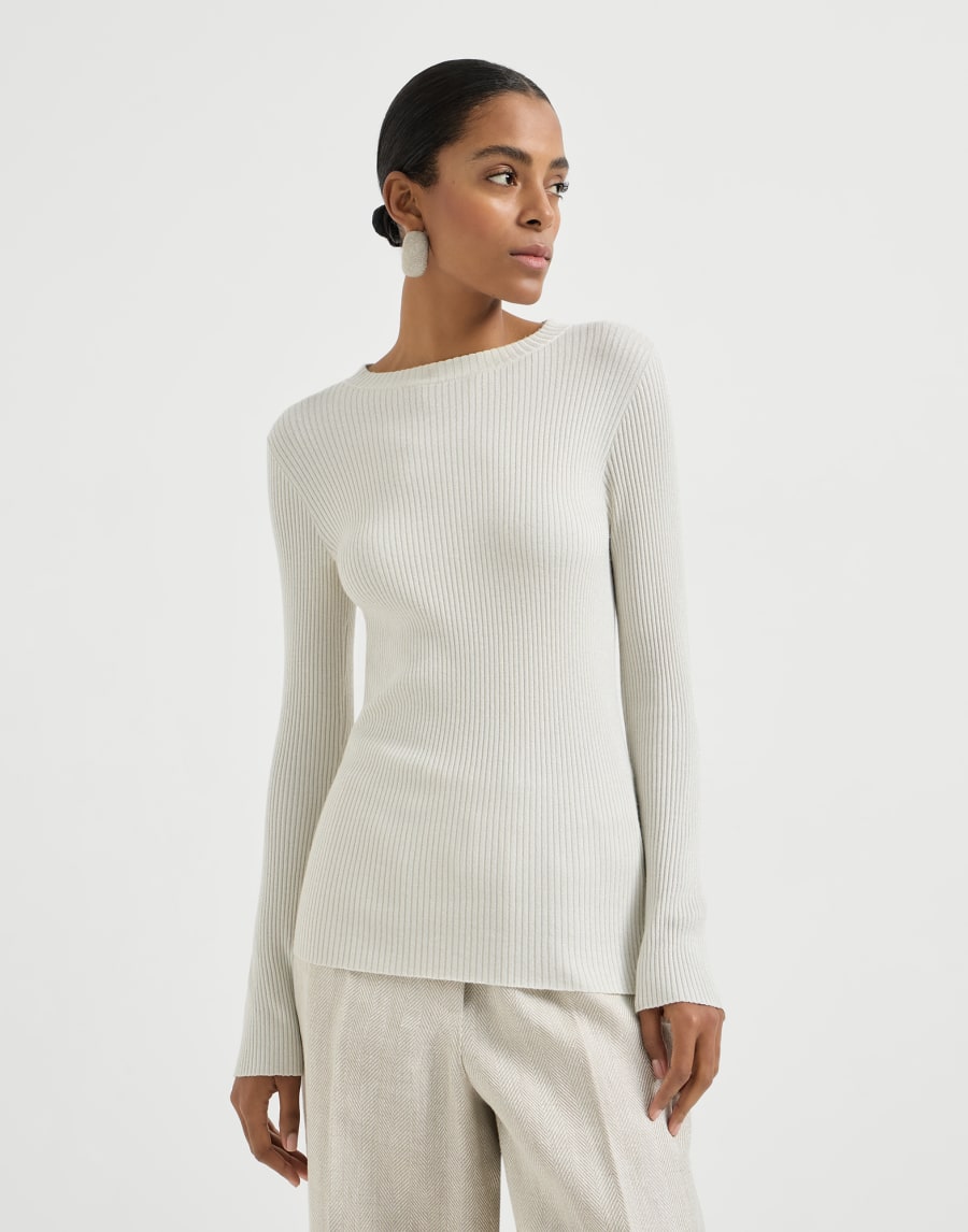 Cashmere and silk Sparkling sweater White Woman - Brunello Cucinelli