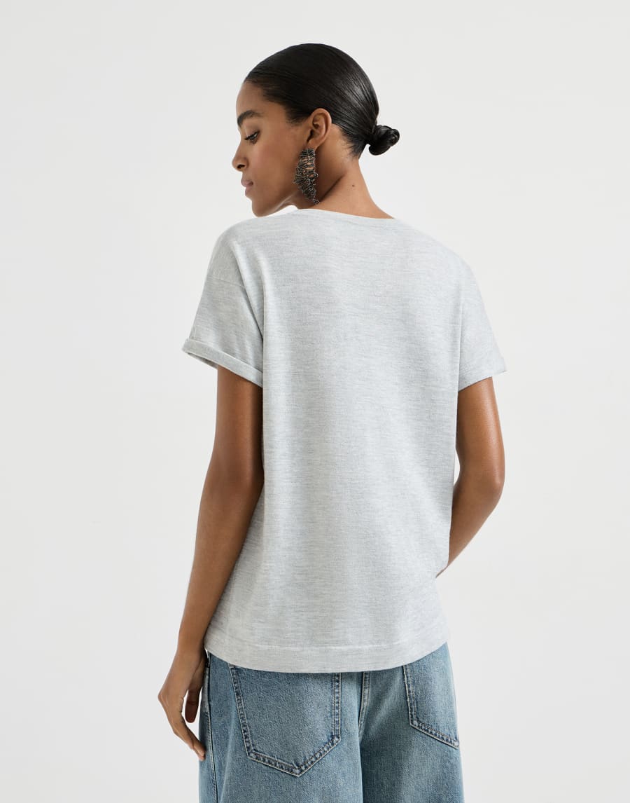 Jersey ligero de cachemir y seda Gris Claro Mujer - Brunello Cucinelli